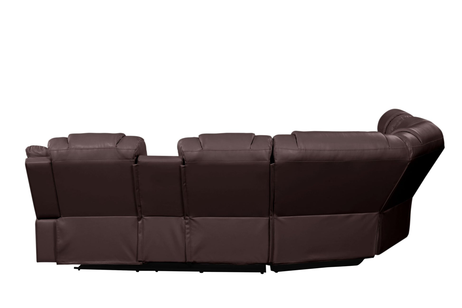 Challenger Modern Style Recliner Sectional Sofa, Built In Usb C Ports & Bluetooth, Made With Wood & Faux Leather In Brown Brown Faux Leather Wood Primary Living Space Contemporary,Modern Solid Wood Mdf Faux Leather 6 Seat