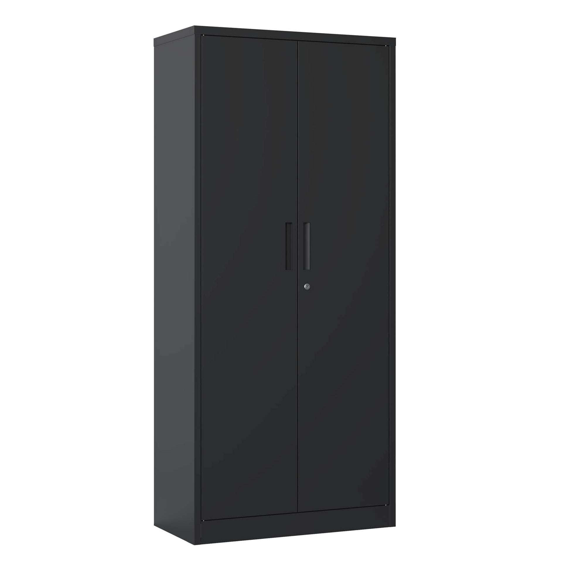 72"H Metal Garage Storage Cabinet, Black Tool Steel Locking Cabinet With Doors And 4 Shelves, Tall Cabinets For Garage Storage Systems Lockable File Cabinet For Home Office, Classroom Pantry Filing Cabinets 3 4 Shelves Black Office Adjustable Shelves