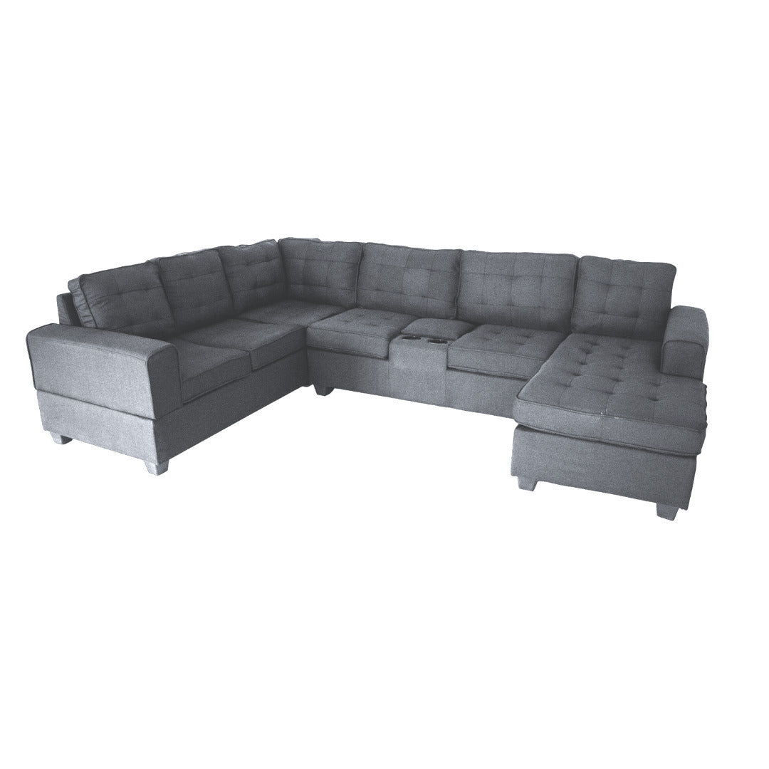 Brigham U Shaped Sectional Grey Grey Polyester 5 Seat