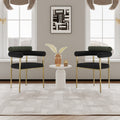 Woker Dining Chairs Set Of 2, Mid Century Modern Dining Chairs, Kitchen Dining Room Chairs, Round Boucle Backrest Sherpa Dining Chair With Brushed Bronze Metal Legs Iron Dark Green Black Dining Room Foam Round Dining Chairs Foam Metal