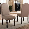 Transitional Antique Cherry Beige Set Of 2Pc Side Chairs Padded Fabric Turned Legs Dining Room Furniture Beige Brown Dining Room Contemporary,Modern,Transitional Side Chair Solid Back Solid Wood