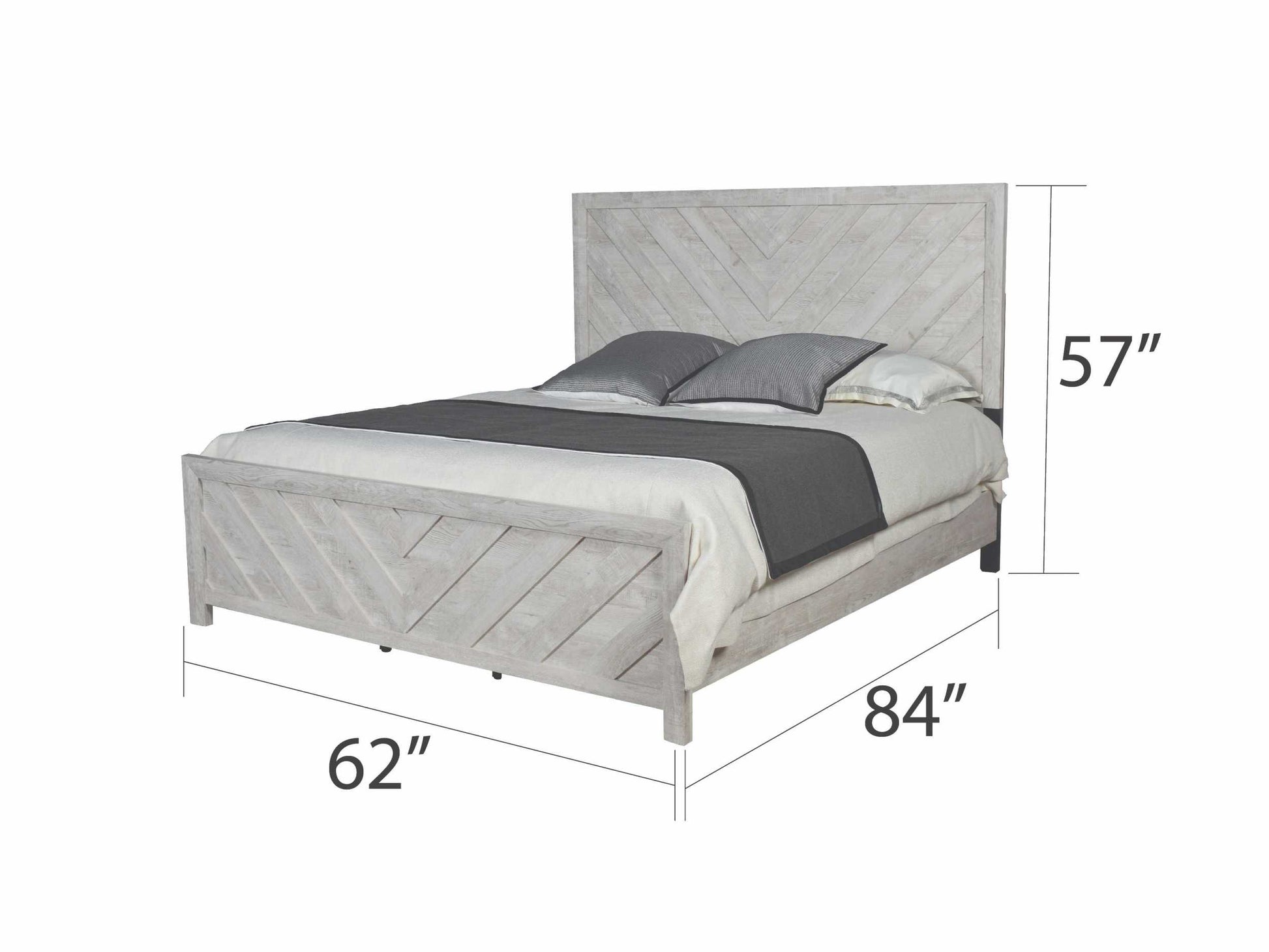 Denver Modern Style Queen Bed Made With Wood In Gray Box Spring Required Queen Gray Wood Bedroom Contemporary,Modern Slat Beds Solid Wood Mdf Wood