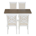 5 Piece Retro Dining Set, Rectangular Wooden Dining Table And 4 Upholstered Chairs For Dining Room And Kitchen Brown White Brown White Solid Wood Mdf