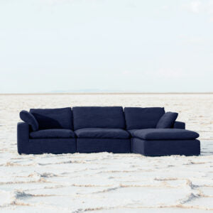 Harper Luxe Navy Sectional 6 Seat Configuration Navy Wood Linen