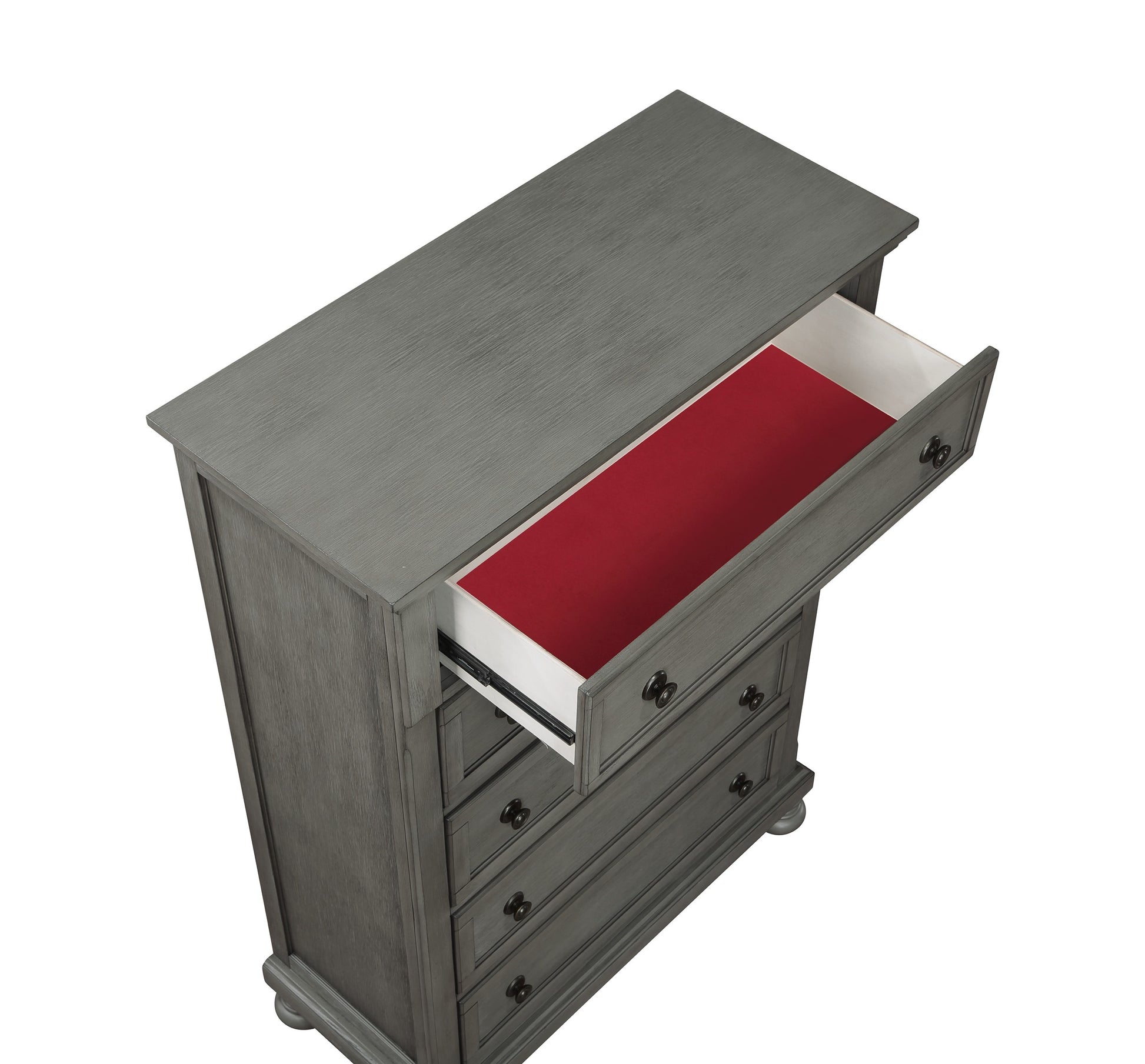 Jackson Modern Style 5 Drawer Chest Made With Wood & Rustic Gray Finish Gray Gray Bedroom Contemporary,Traditional Solid Wood Mdf Wood