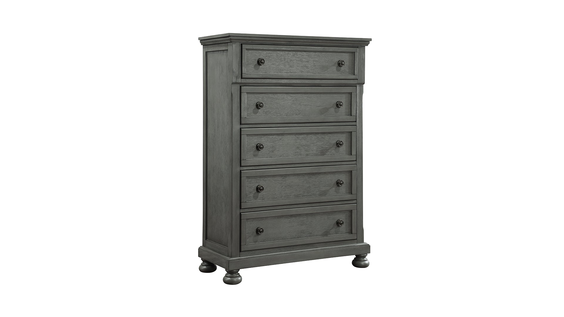 Jackson Modern Style 5 Drawer Chest Made With Wood & Rustic Gray Finish Gray Gray Bedroom Contemporary,Traditional Solid Wood Mdf Wood