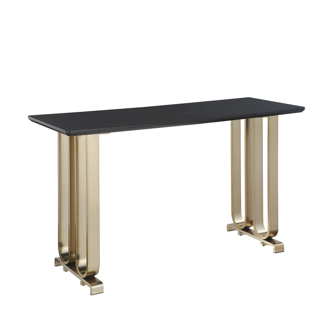 63" Bar Table, Pub Table Kitchen Dining Coffee Table High Writing Computer Table With Lauren Gold Black Top, Brushed Brass Metal Base Golden Black Mdf Steel