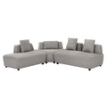 Contemporary 3 Piece Sectional Sofa Free Convertible Sofa With Four Removable Pillows For Living Room, Grey Grey Foam Boucle