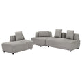 Contemporary 3 Piece Sectional Sofa Free Convertible Sofa With Four Removable Pillows For Living Room, Grey Grey Foam Boucle