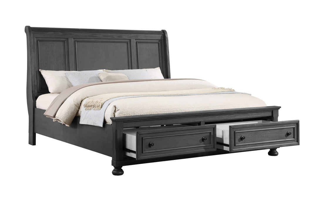 Jackson Modern Style 5Pc King Bedroom Set Made With Wood & Rustic Gray Finish Box Spring Not Required King Gray Wood Gray 5 Piece Set Bedroom Bed Included,Chest Included,Dresser Included,Mirror Included,Nightstand Included Contemporary,Traditional Solid