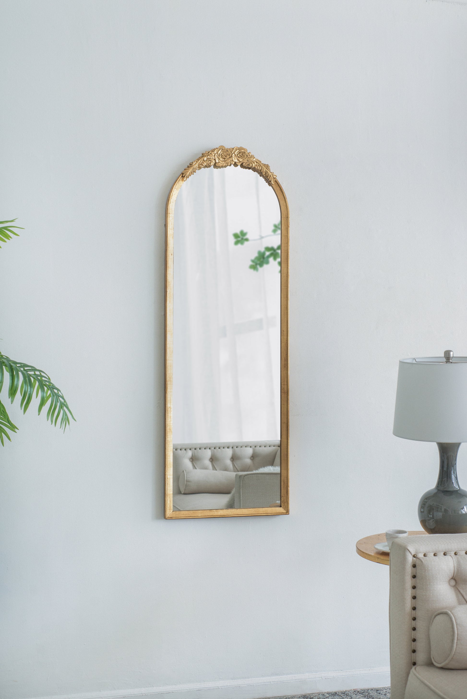 19"X56" Wood Floor Mirror, Full Body Mirror Dressing Make Up Mirror For Bathroom Bedroom Living Room Gold Wood Glass