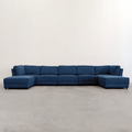 Summit Navy Modular Sectional 7 Seat Configuration Navy Wood Polyester 7 Seat