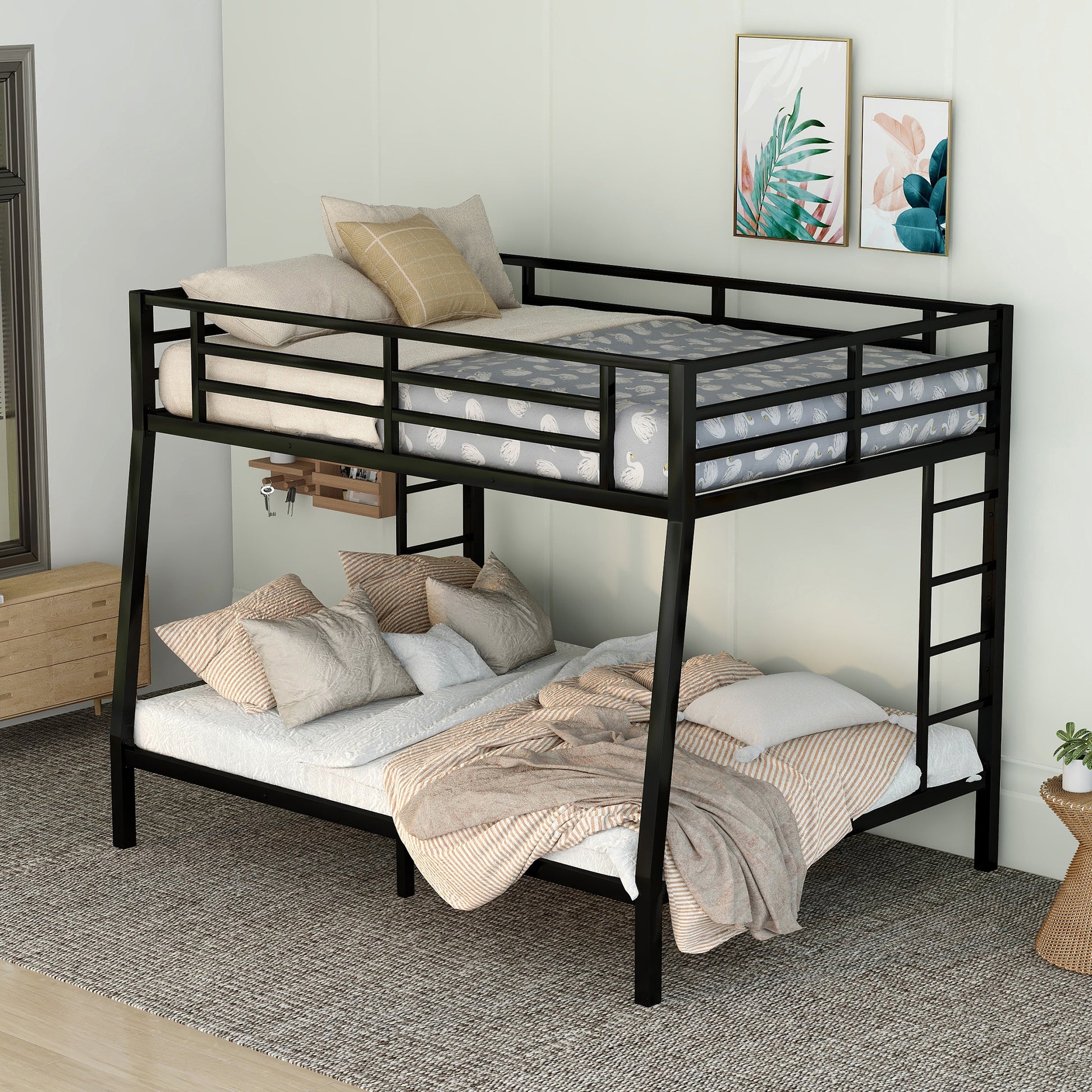 Metal Full Xl Over Queen Bunk Bed For Teens And Adults,Space Saving Noise Reduced No Box Spring Needed, Old Sku W1307S00015 Expect Arrive Date 2024 3 24 Black Metal