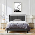 Queen Size Upholstered Platform Bed Frame With Headboard And Sturdy Wooden Slats, High Load Bearing Capacity, Non Slip And Noiseless, No Springs Required, Easy To Assemble, Dark Gray Bed Dark Grey Metal & Wood