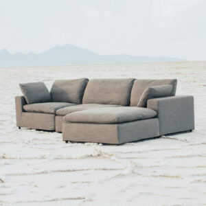 Harper Luxe Grey Sectional 4 Seat Configuration Grey Wood Linen 4 Seat