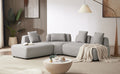 Contemporary 3 Piece Sectional Sofa Free Convertible Sofa With Four Removable Pillows For Living Room, Grey Grey Foam Boucle