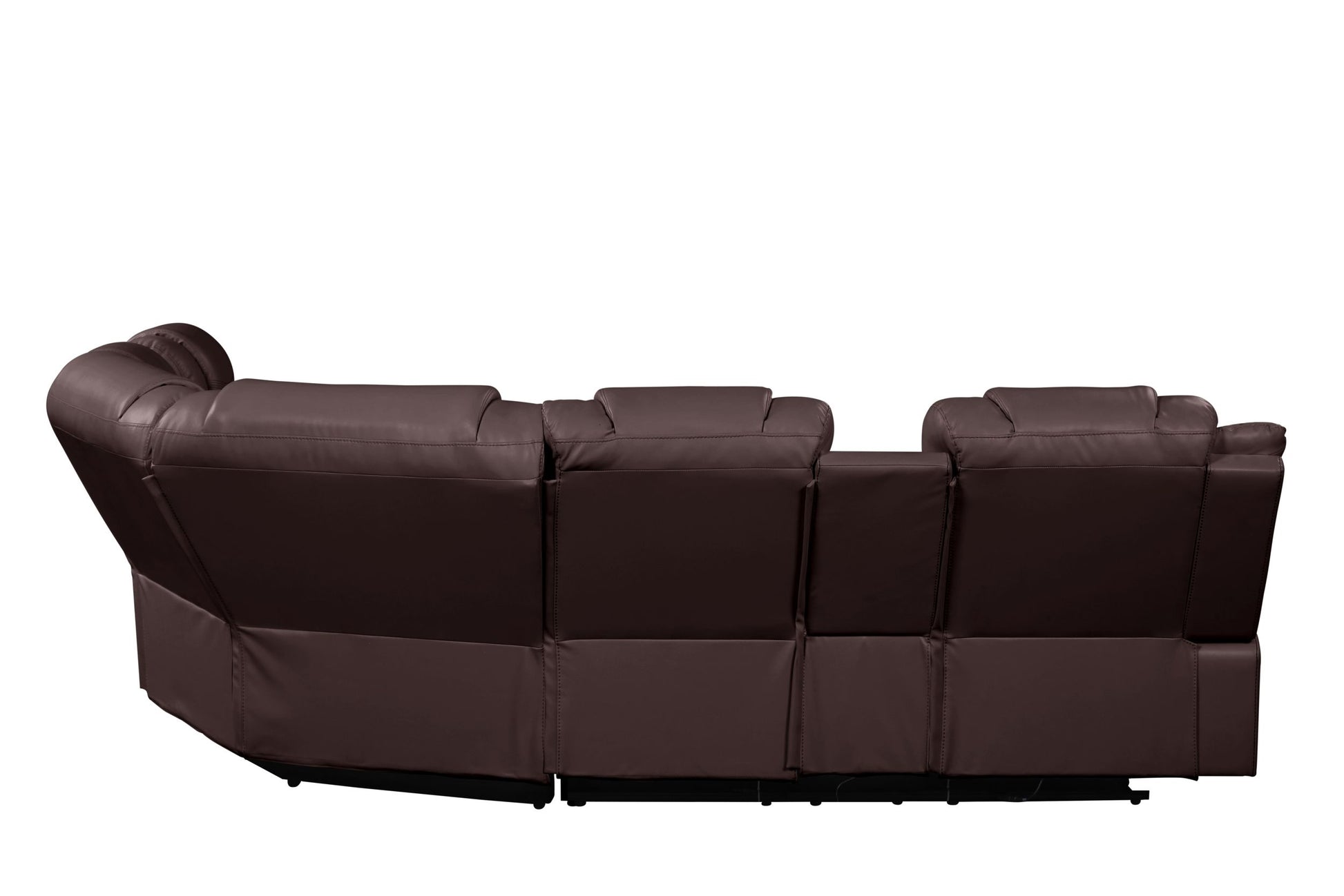 Challenger Modern Style Recliner Sectional Sofa, Built In Usb C Ports & Bluetooth, Made With Wood & Faux Leather In Brown Brown Faux Leather Wood Primary Living Space Contemporary,Modern Solid Wood Mdf Faux Leather 6 Seat