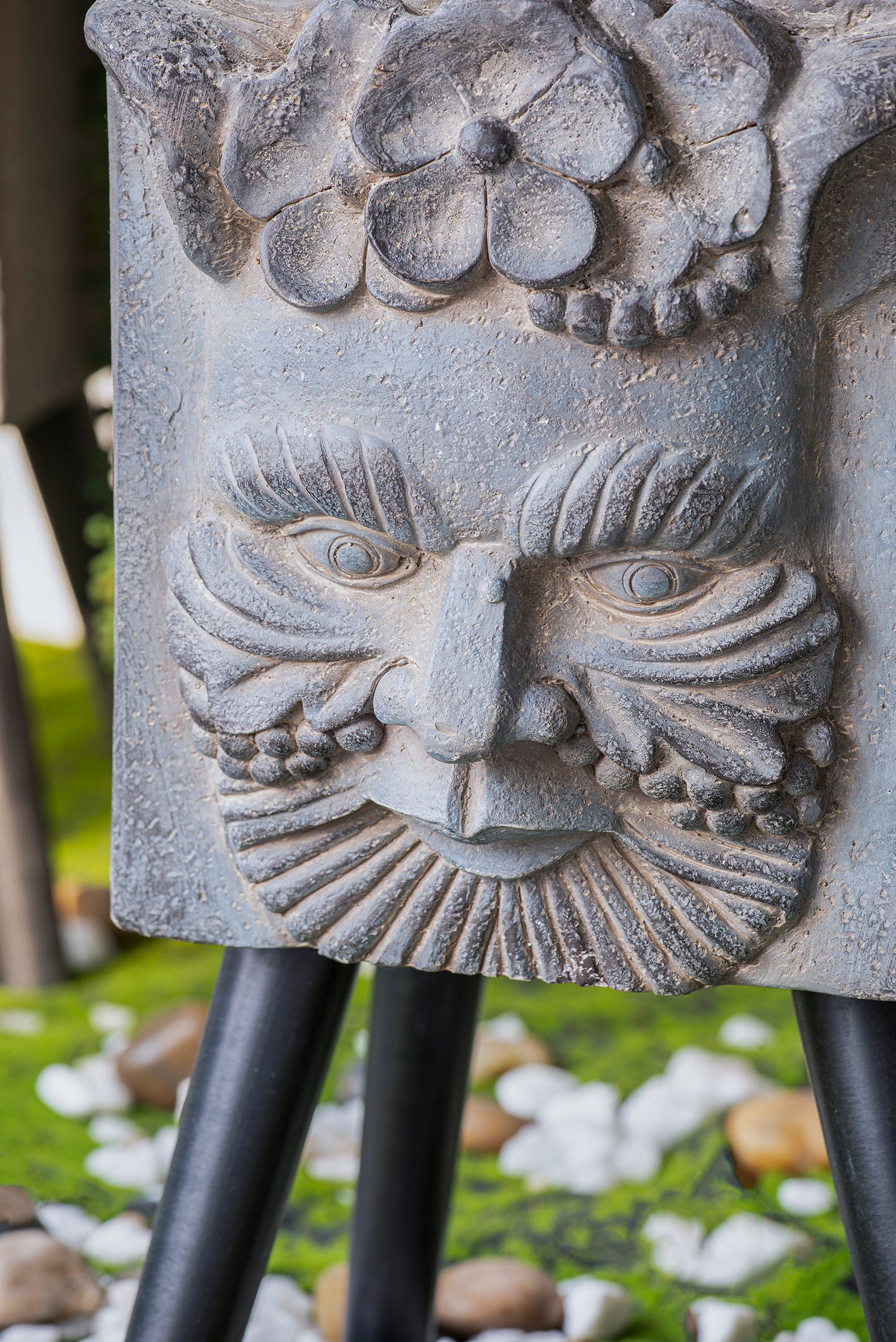 11" X 13" X 22" Greek God Statue Planter With Legs Gray Magnesium Oxide