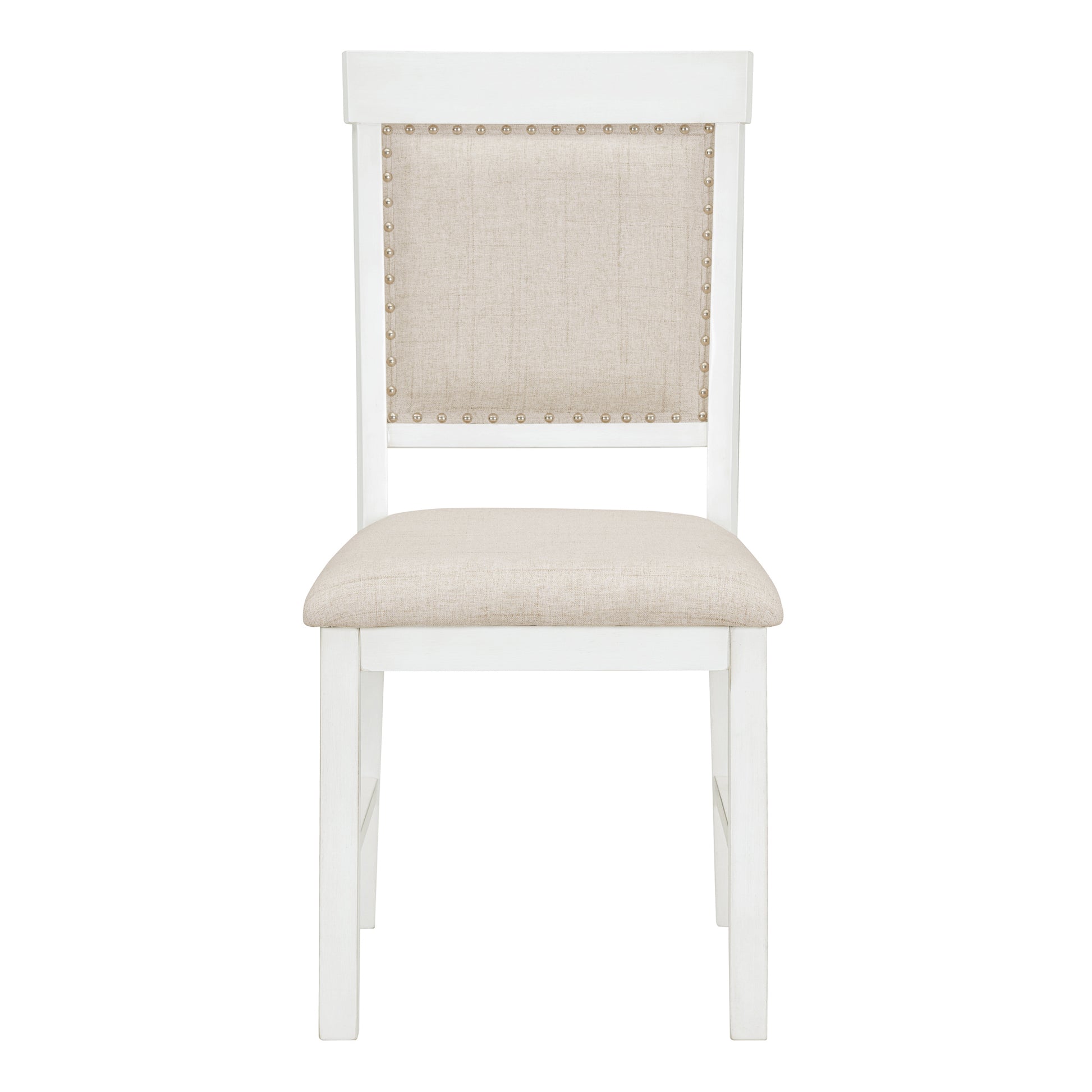 5 Piece Retro Functional Dining Set, 1 Extendable Table With A 16 Inch Leaf And 4 Upholstered Chairs For Dining Room And Kitchen Antique White Antique White Solid Wood