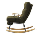 Modern Teddy Gliding Rocking Chair With High Back, Retractable Footrest, And Adjustable Back Angle For Nursery, Living Room, And Bedroom, Green Green Fabric