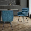 Blue Modern Pu Easy Cleaning Office Home Chairs Set Of 2 Armrest & Backrest Comfortable Chairs Upholstered Chair With Black Metal Legs For Office Dining Room Kitchen Bedroom And Living Room Blue Dining Room Sponge Rectangular Casual,Modern Arm Chair Arm
