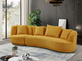 Liyasi Living Room Sofa Set With Luxury Teddy Fleece2 Seaterarmchair Swivel 360 Degree Yellow Polyester Wood Primary Living Space Eucalyptus Foam Fabric 3 Seat