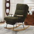 Modern Teddy Gliding Rocking Chair With High Back, Retractable Footrest, And Adjustable Back Angle For Nursery, Living Room, And Bedroom, Green Green Fabric