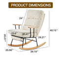 Modern Teddy Gliding Rocking Chair With High Back, Retractable Footrest, And Adjustable Back Angle For Nursery, Living Room, And Bedroom,Beige Beige Fabric