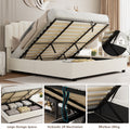 Lift Up Velvet Beige Queen Size Bed Box Spring Not Required Queen Beige Wood Light Brown Bedroom American Design Poplar Slat Beds Foam Velvet Upholstered