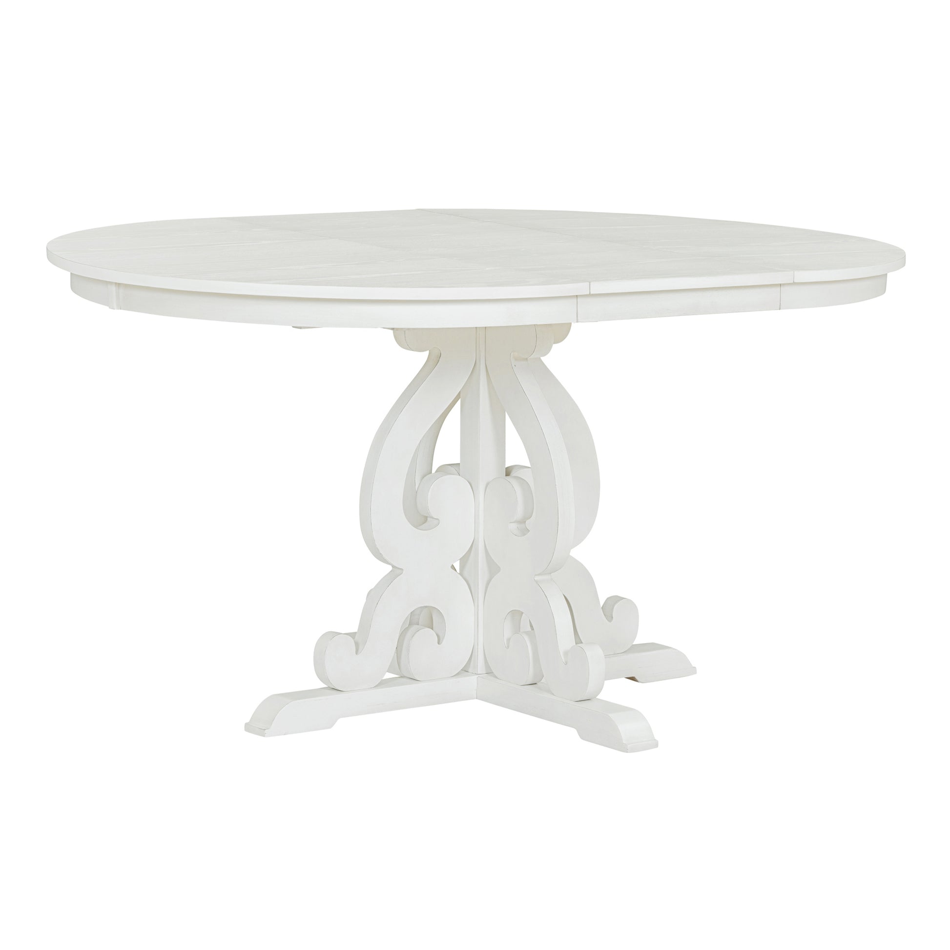 5 Piece Retro Functional Dining Set, 1 Extendable Table With A 16 Inch Leaf And 4 Upholstered Chairs For Dining Room And Kitchen Antique White Antique White Solid Wood