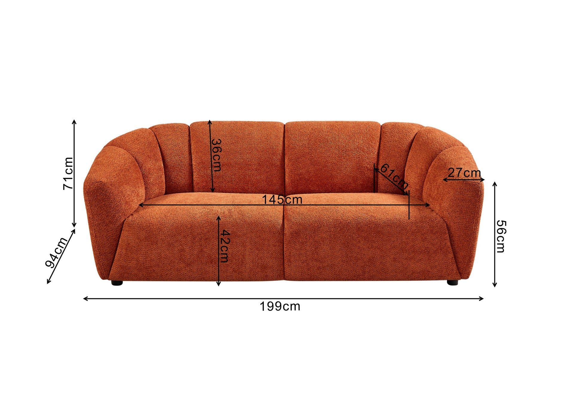 Liyasi Living Room Sofa 3 Seater With Luxury Boucle Fabric Wine Red Polyester Wood Primary Living Space Eucalyptus Foam Fabric 3 Seat