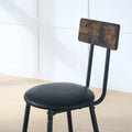 Round Bar Table And Stool Set With Shelf, Upholstered Stool With Backrest, Rustic Brown, 24.17