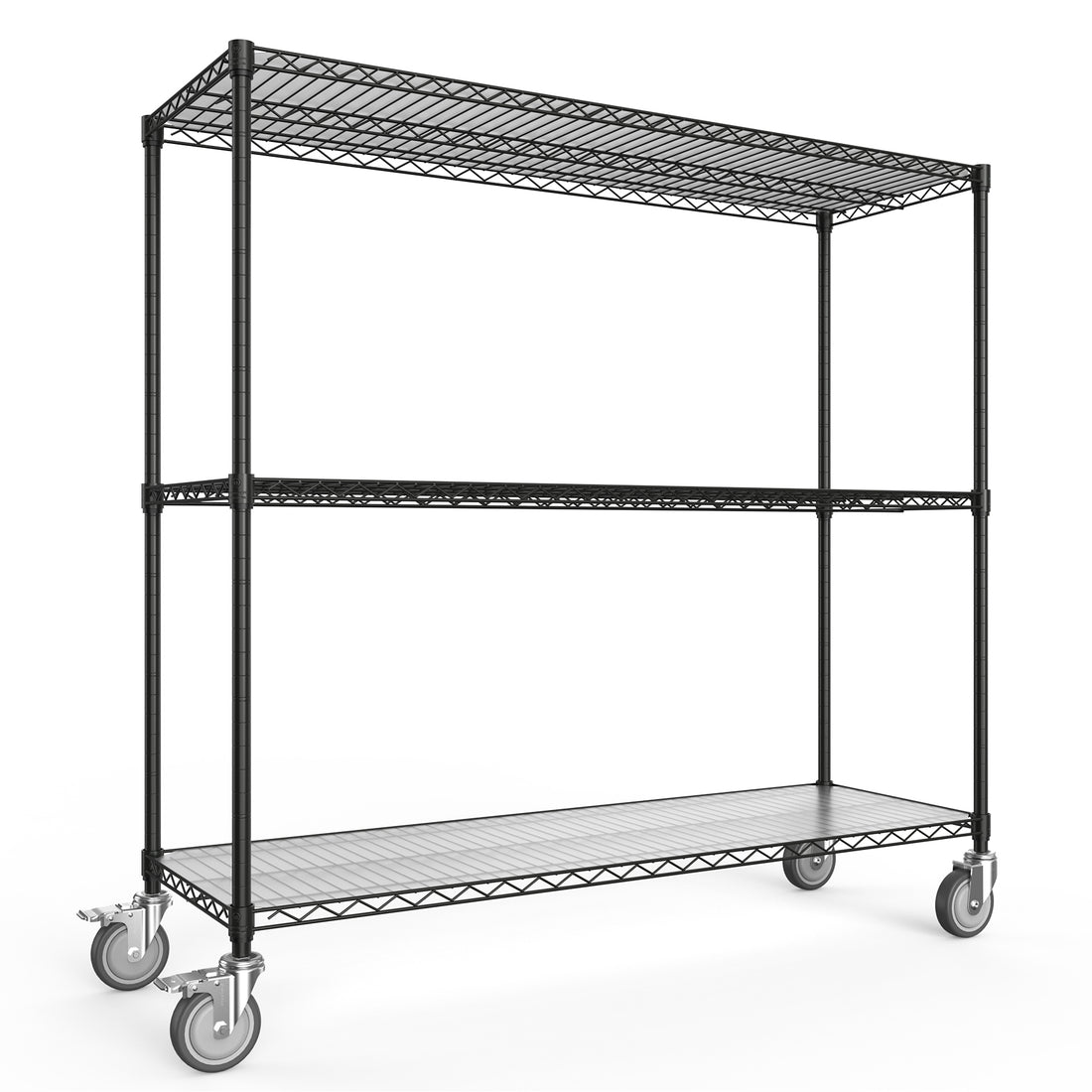 3 Tier Shelf Wire Shelving Unit 3000Lbs, 3T1848 3Klb B Lkj Black Iron Plastic