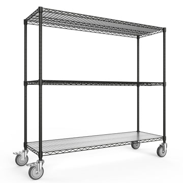 3 Tier Shelf Wire Shelving Unit 3000Lbs, 3T1848 3Klb B Lkj Black Iron Plastic