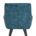 Blue Modern Pu Easy Cleaning Office Home Chairs Set Of 2 Armrest & Backrest Comfortable Chairs Upholstered Chair With Black Metal Legs For Office Dining Room Kitchen Bedroom And Living Room Blue Dining Room Sponge Rectangular Casual,Modern Arm Chair Arm