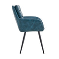 Blue Modern Pu Easy Cleaning Office Home Chairs Set Of 2 Armrest & Backrest Comfortable Chairs Upholstered Chair With Black Metal Legs For Office Dining Room Kitchen Bedroom And Living Room Blue Dining Room Sponge Rectangular Casual,Modern Arm Chair Arm