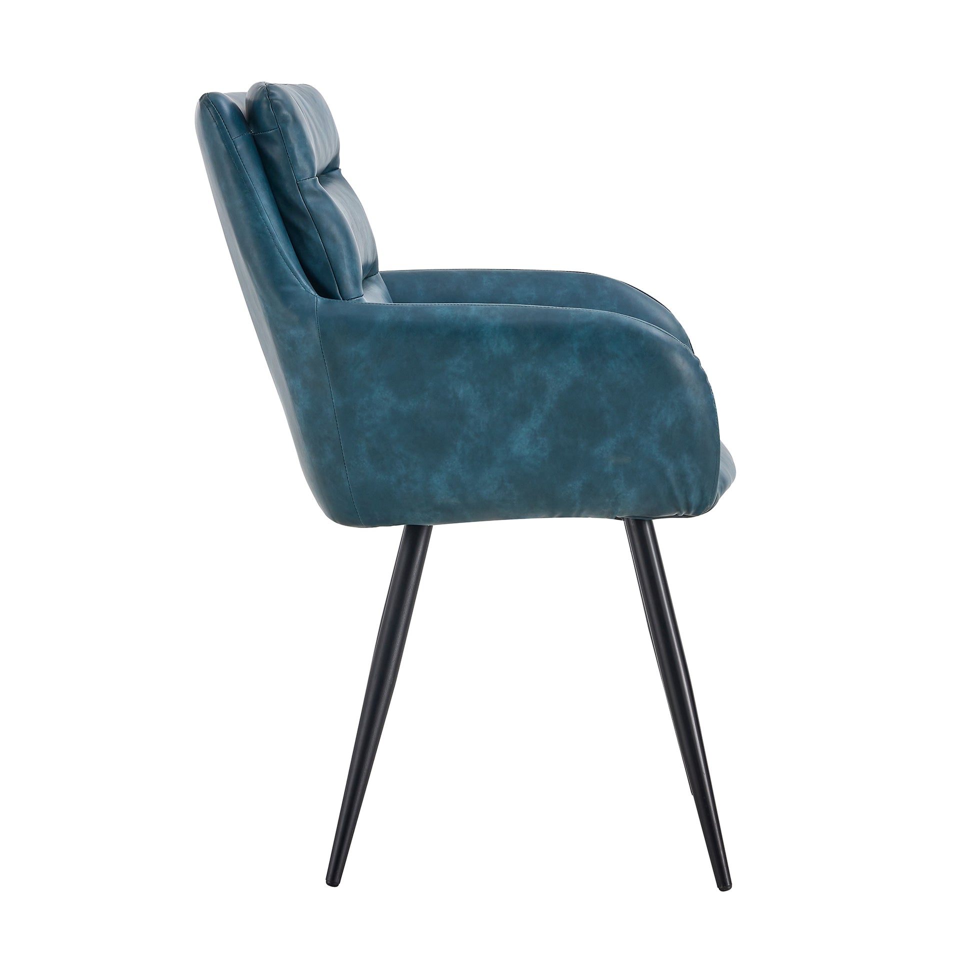 Blue Modern Pu Easy Cleaning Office Home Chairs Set Of 2 Armrest & Backrest Comfortable Chairs Upholstered Chair With Black Metal Legs For Office Dining Room Kitchen Bedroom And Living Room Blue Dining Room Sponge Rectangular Casual,Modern Arm Chair Arm