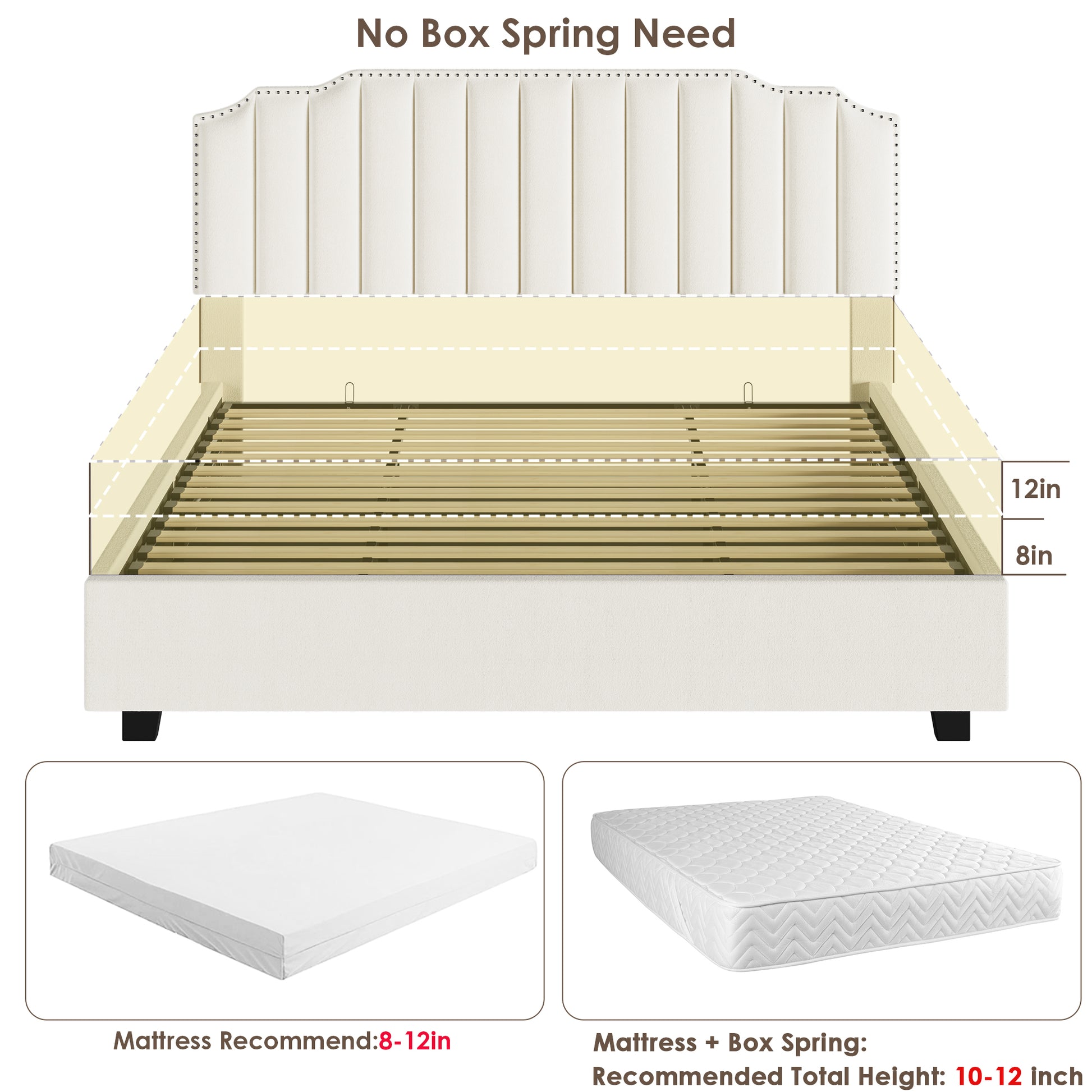 Lift Up Velvet Beige Queen Size Bed Box Spring Not Required Queen Beige Wood Light Brown Bedroom American Design Poplar Slat Beds Foam Velvet Upholstered
