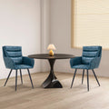 Blue Modern Pu Easy Cleaning Office Home Chairs Set Of 2 Armrest & Backrest Comfortable Chairs Upholstered Chair With Black Metal Legs For Office Dining Room Kitchen Bedroom And Living Room Blue Dining Room Sponge Rectangular Casual,Modern Arm Chair Arm