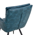 Blue Modern Pu Easy Cleaning Office Home Chairs Set Of 2 Armrest & Backrest Comfortable Chairs Upholstered Chair With Black Metal Legs For Office Dining Room Kitchen Bedroom And Living Room Blue Dining Room Sponge Rectangular Casual,Modern Arm Chair Arm