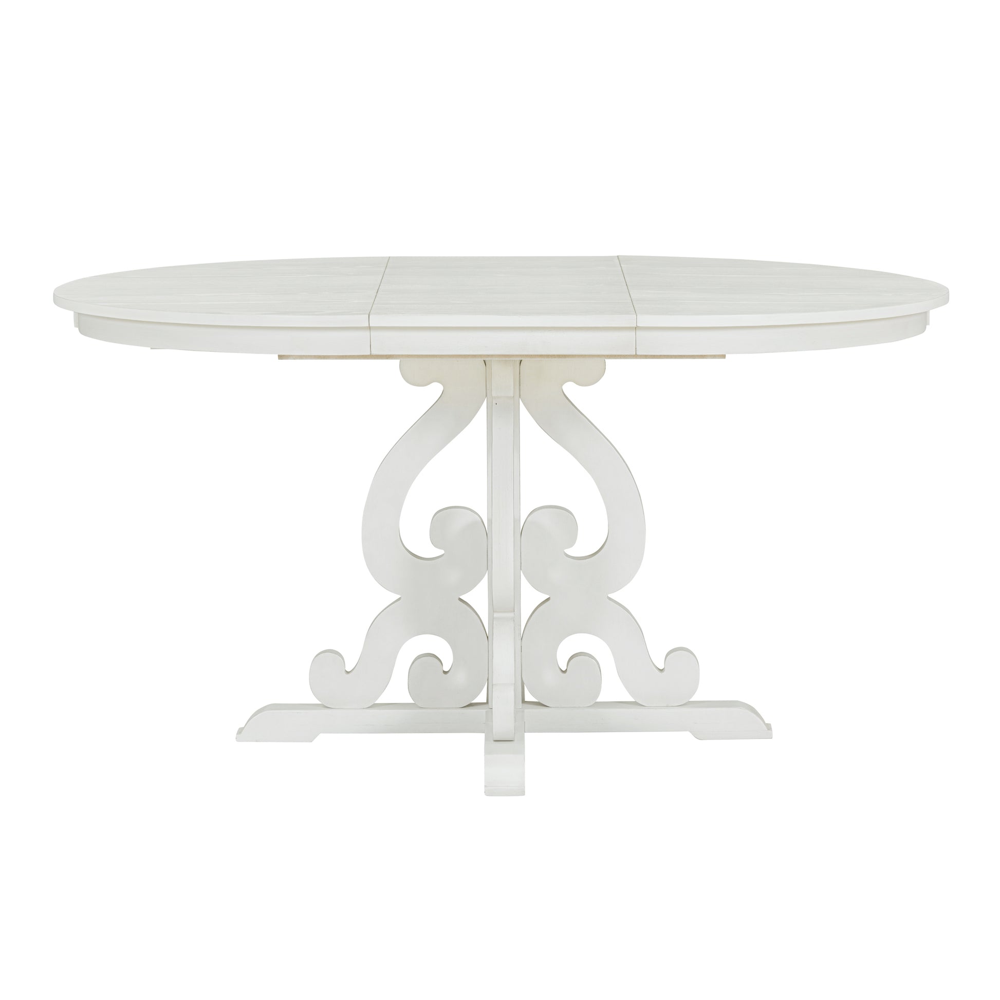 5 Piece Retro Functional Dining Set, 1 Extendable Table With A 16 Inch Leaf And 4 Upholstered Chairs For Dining Room And Kitchen Antique White Antique White Solid Wood