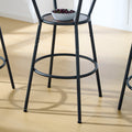 Round Bar Table And Stool Set With Shelf, Upholstered Stool With Backrest, Rustic Brown, 24.17
