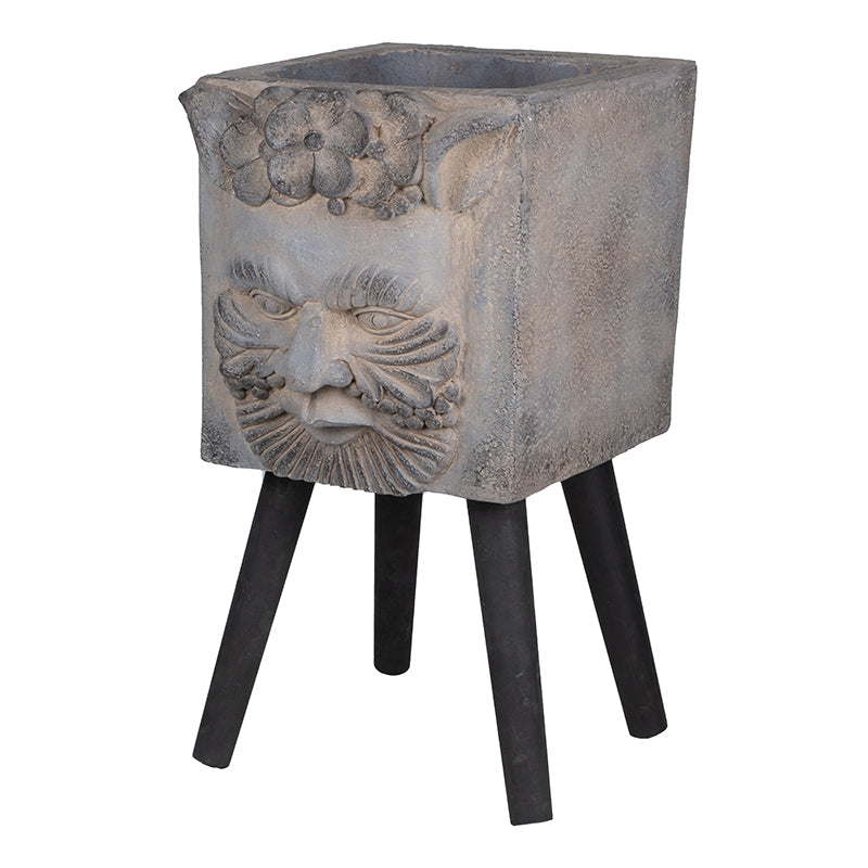 11" X 13" X 22" Greek God Statue Planter With Legs Gray Magnesium Oxide