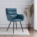 Blue Modern Pu Easy Cleaning Office Home Chairs Set Of 2 Armrest & Backrest Comfortable Chairs Upholstered Chair With Black Metal Legs For Office Dining Room Kitchen Bedroom And Living Room Blue Dining Room Sponge Rectangular Casual,Modern Arm Chair Arm