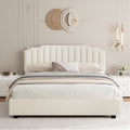Lift Up Velvet Beige Queen Size Bed Box Spring Not Required Queen Beige Wood Light Brown Bedroom American Design Poplar Slat Beds Foam Velvet Upholstered