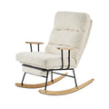 Modern Teddy Gliding Rocking Chair With High Back, Retractable Footrest, And Adjustable Back Angle For Nursery, Living Room, And Bedroom,Beige Beige Fabric