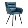 Blue Modern Pu Easy Cleaning Office Home Chairs Set Of 2 Armrest & Backrest Comfortable Chairs Upholstered Chair With Black Metal Legs For Office Dining Room Kitchen Bedroom And Living Room Blue Dining Room Sponge Rectangular Casual,Modern Arm Chair Arm