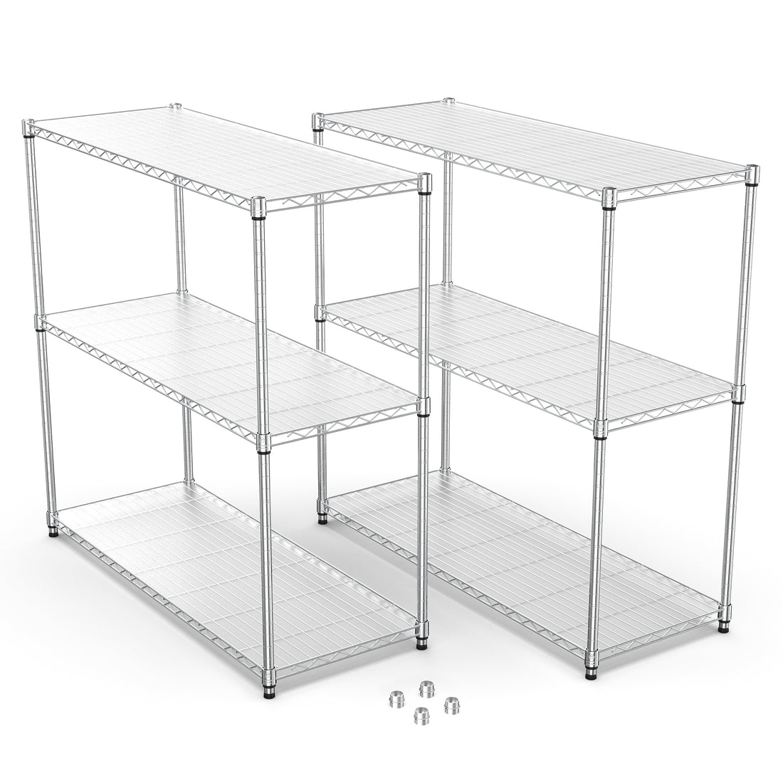 2 Pack 3 Tier Shelf Wire Shelving Unit, 2P 3Twl1848 C Lkj Chrome Iron Plastic