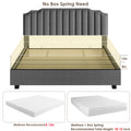 Lift Up Queen Size Bed Velvet Grey Box Spring Not Required Queen Gray Wood Light Brown Bedroom American Design Poplar Slat Beds Foam Velvet Upholstered