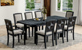 Rustic Extendable 84Inch Dining Table Set With 24Inch Removable Leaf6 Upholstered Armless Dining Chairs And 2 Padded Arm Chairs, 9 Pieces, Black Wood Dining Room Extendable Rubberwood Rectangular Dining Table With Chair Upholstered Chair Wood Black Gray